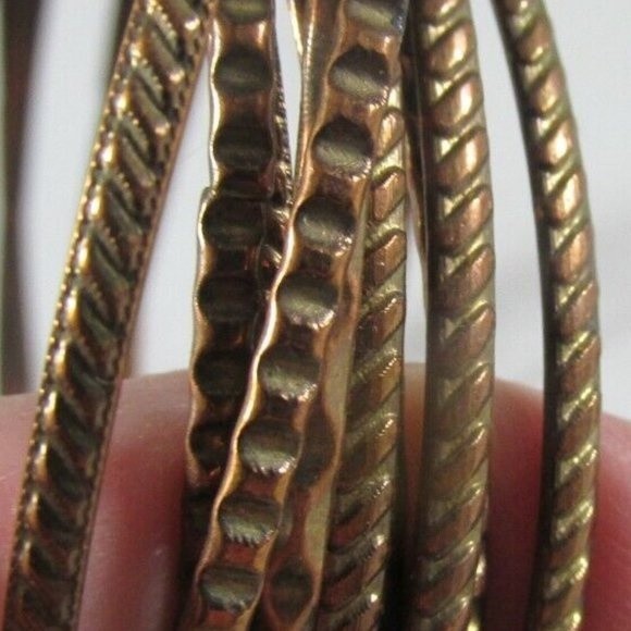 Vintage engraved stamped bronze 10 Intertwined Bracelet - Picture 6 of 6